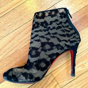 Christian Louboutin lace black booties
